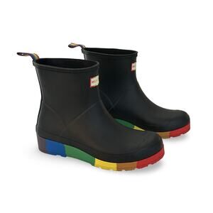 Hunter Original Pride Play Flatform Rain Boots Womens Size 7 Black & Rainbow
